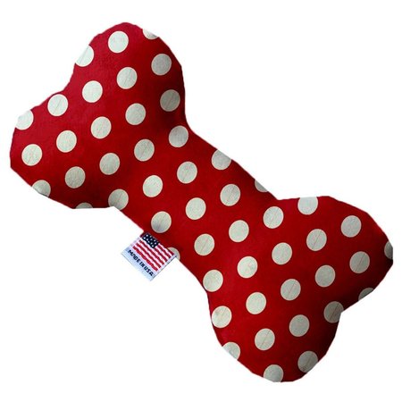 MIRAGE PET PRODUCTS Red Swiss Dots 10 in. Stuffing Free Bone Dog Toy 1247-SFTYBN10